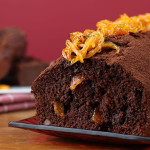 bizcocho de chocolate con naranja confitada