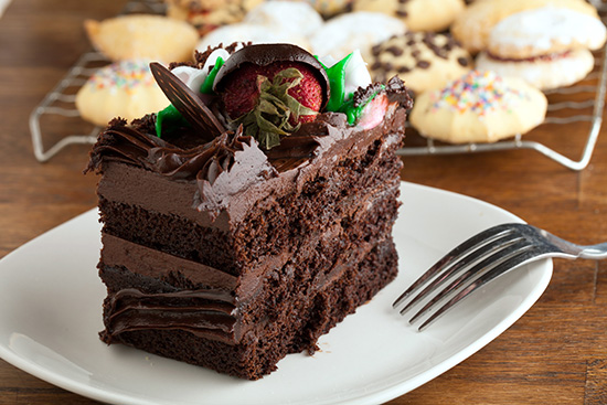 Chocolate Cake Slice with Cookies